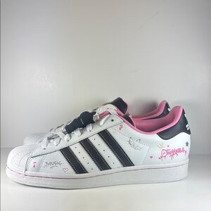 Adidas Hello Kitty Kurumi Superstar White Pink Size 5.5 Big Kids Sneakers